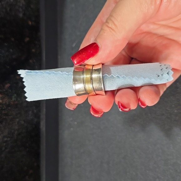 Silpada Cigar Style Ring Stamped 9.25 with gold banding around the center - Picture 8 of 8